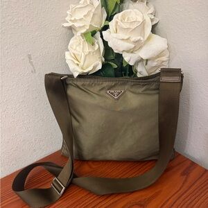 Prada Khaki Nylon Tote